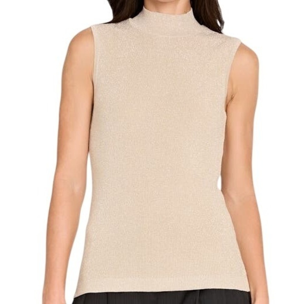 Coldwater Creek Gold‎ Silk Knit Mock Neck Sweater Shell Tank Size Small
